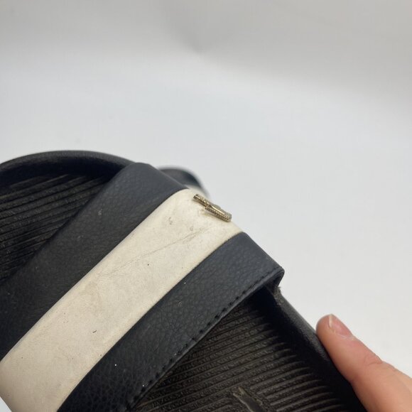Lacoste Croco-Slide 120-3-US Wom Sz 7 US - Black / White Slip on Slides Sandals - Picture 15 of 16